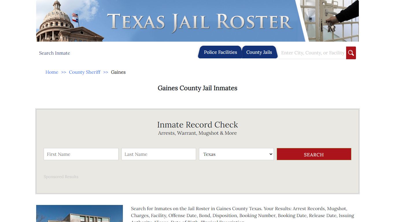 Gaines County Jail Inmates - Jail Roster Search