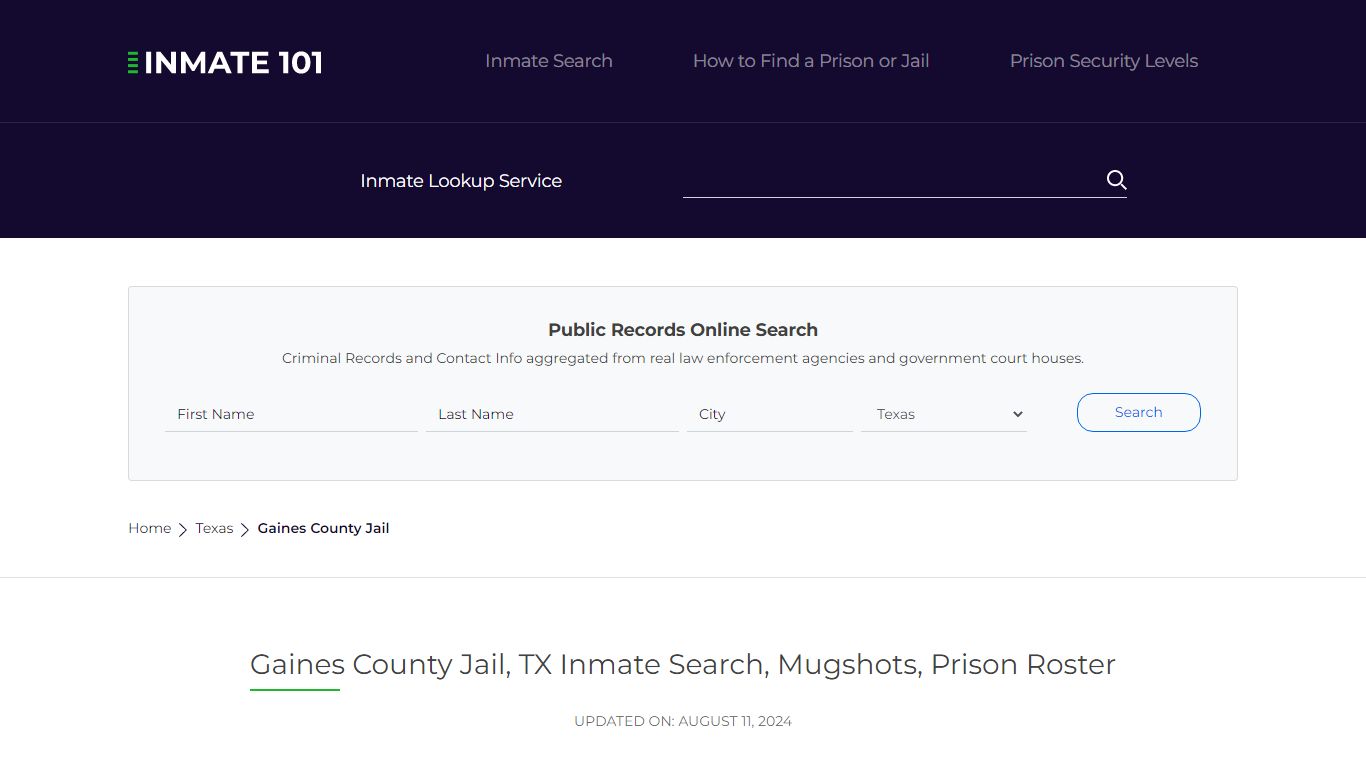 Gaines County Jail, TX Inmate Search, Mugshots, Prison Roster